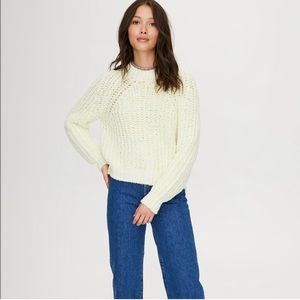 Wilfred confetti brown cropped knit mock neck sweater size medium